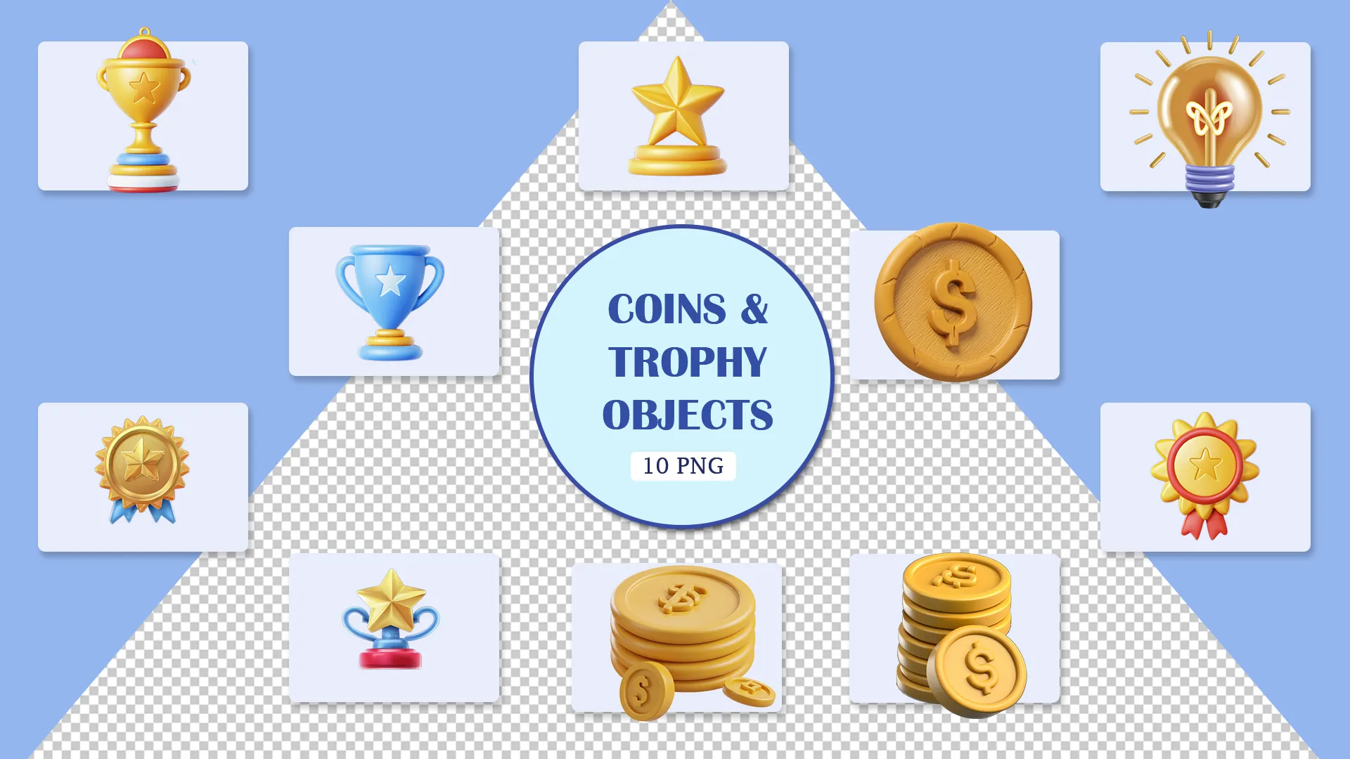 Golden 3D Achievement Symbols and Trophies Pack image